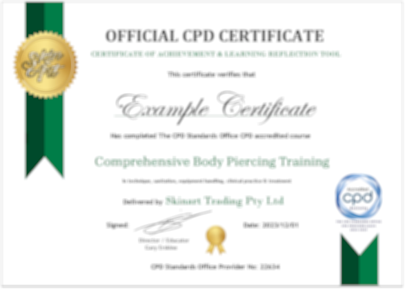 Body Piercing Certificate