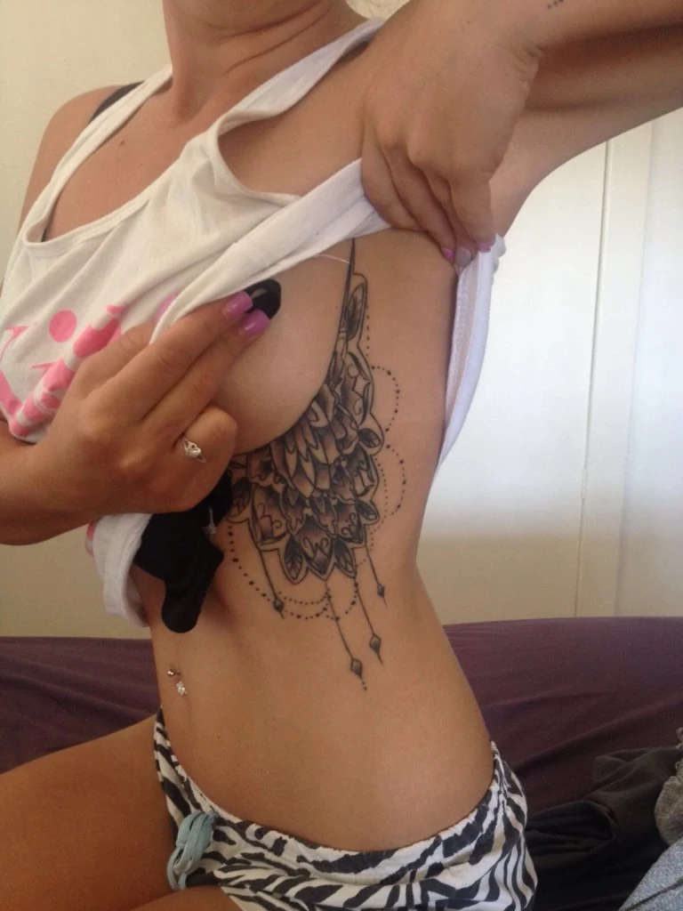 Student work: detailed tattoo on the side of a torso