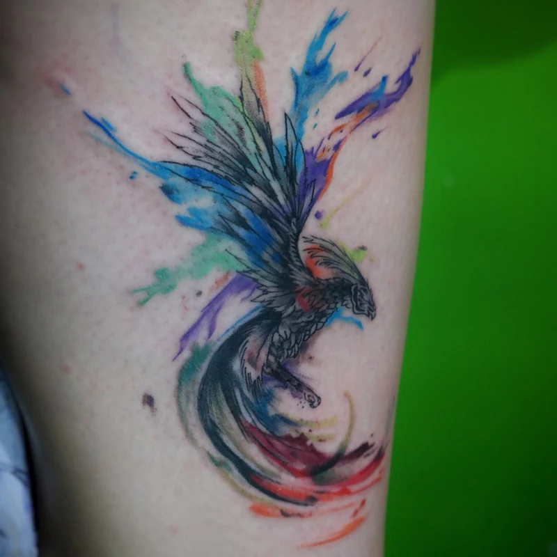 Student work: watercolour bird tattoo
